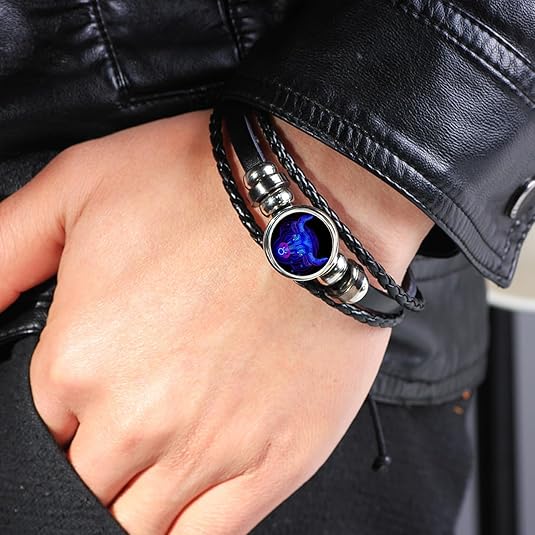 🔥Zodiac Constellation Black Leather Guardian Bracelet 🔥